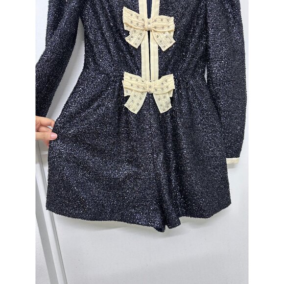 SALONI Glittering Black Jumpsuit with Cream Accents - Picture 8 of 16